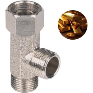 imageHibbent Bidet T Adapter Metal T Valve for Bidet38 x 38 x 38 3 Way Tee Connector Bidet Attachment for Toilet