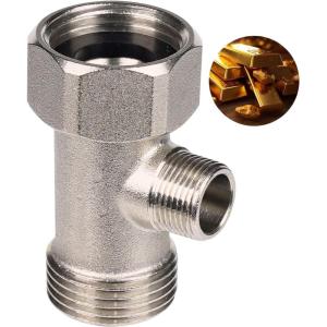 imageHibbent Bidet T Adapter Metal T Valve for Bidet78 x 78 x 38 or 1516quot x 1516quot x 916quot 3 Way Tee Connector Bidet Attachment for Toilet