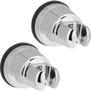 imageHibbent Vacuum Suction Cup Shower Head Holder Removable Shower Head Bracket Height Adjustable Shower wand Holder ampamp Wall Mount ABS Plastic Suction Holder for Handheld Shower Head Chrome FinishChrome Finish