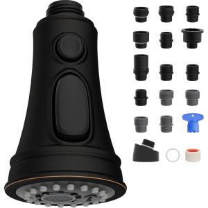 imageHibbent Kitchen Faucet Head Replacement with Pull Down Spray Head 3 Function Faucet Sprayer Nozzle  15 Adapters Compatible with Moen American Standard Delta Kohler  Brushed NickelOil Rubbed Bronze