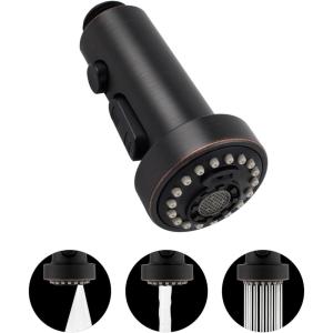 imageHibbent Stainless Steels Pull Down Kitchen Faucet Head Replacement 3 Function Sink Faucet Sprayer Head with 15 Adapters Compatible with Moen American Standard Delta Kohler Faucets ChromeOil Rubbed Bronze