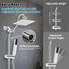 imageHibbent All Metal High Pressure 10 Rainfall Shower Head Showerhead Combo with 4mode Handheld Spray 12 Adjustable Extension Arm Extension Bar Easy Reach Holder 71 Hose ChromeChrome