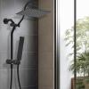 imageHibbent All Metal High Pressure 10 Rainfall Shower Head Showerhead Combo with 4mode Handheld Spray 12 Adjustable Extension Arm Extension Bar Easy Reach Holder 71 Hose ChromeMatte Black