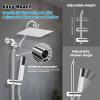 imageHibbent All Metal High Pressure 10 Rainfall Shower Head Showerhead Combo with 4mode Handheld Spray 12 Adjustable Extension Arm Extension Bar Easy Reach Holder 71 Hose ChromeChrome