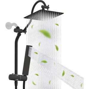 imageHibbent All Metal High Pressure 10 Rainfall Shower Head Showerhead Combo with 4mode Handheld Spray 12 Adjustable Extension Arm Extension Bar Easy Reach Holder 71 Hose ChromeOil Rubbed Bronze