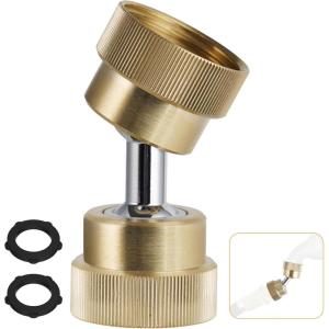 imageHibbent Garden Hose Adapter 34 Inch Swivel Brass Garden Hose Protector Dual Rotation Female to Female Brass Connector with Extra 2 WashersFemale Garden Hose Adapter