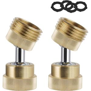 imageHibbent Garden Hose Adapter 34 Inch Swivel Brass Garden Hose Protector Dual Rotation Female to Female Brass Connector with Extra 2 WashersFemale and Male Garden Hose Adapter
