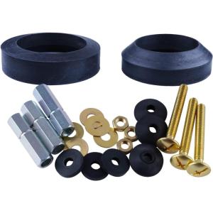 imageHibbent Universal Toilet Tank To Bowl Gaskets with 3 Set Brass Hardware Kits Fits Most 3Inch 35Inch flush valve opening 2Piece Toilet Tanks