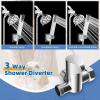 imageHibbent All Metal Dog Sprayer Attachment Set Stainless Steel Pet Shower Sprayer for Dog Washing and Bathing 4 Sprays Handheld Showerhead with Pause Mode Brass Shower Arm Diverter Valve 119quot HoseChrome
