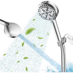 imageHibbent High Pressure 10mode Shower Head Handheld Showerhead with Adjustable Brass Joint Shower Holder 71quot Stainless Steel Hose Anticlog Nozzles Builtin Power Wash to Clean Tub ampamp Pets ChromeChrome