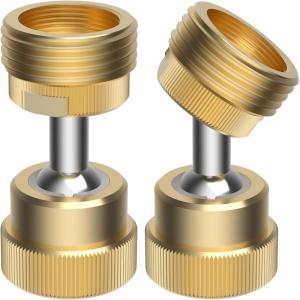 imageHibbent 2 Pack Garden Hose Adapter 34quot GHT Solid Brass Flexible Hose Connector Pipe Kink Protector with Dual Swivel Male to Female Thread2