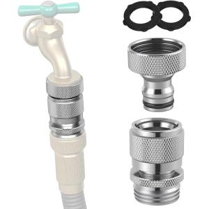 imageHibbent Garden Hose Quick Connector Solid Brass 34 Inch GHT Thread Faucet Hose Quick Connect Fitting Female and Male AdapterClassic Garden Hose Adapter with Quick Connector