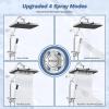 imageHibbent Upgraded 13 Shower Head Combo High Pressure 5spray Rainfall Showerhead Stainless Steel 4 Modes Handheld Spray All Metal 4way Diverter Valve Extension Arm 71 Hose and Holder ChromeChrome