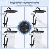 imageHibbent Upgraded 13 Shower Head Combo High Pressure 5spray Rainfall Showerhead Stainless Steel 4 Modes Handheld Spray All Metal 4way Diverter Valve Extension Arm 71 Hose and Holder ChromeMatte Black