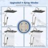 imageHibbent Upgraded 13 Shower Head Combo High Pressure 5spray Rainfall Showerhead Stainless Steel 4 Modes Handheld Spray All Metal 4way Diverter Valve Extension Arm 71 Hose and Holder ChromeBrushed Nickel