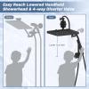 imageHibbent Upgraded 13 Shower Head Combo High Pressure 5spray Rainfall Showerhead Stainless Steel 4 Modes Handheld Spray All Metal 4way Diverter Valve Extension Arm 71 Hose and Holder ChromeMatte Black