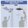 imageHibbent Upgraded 13 Shower Head Combo High Pressure 5 Spray Rainfall Showerhead with 10 Spray Modes Handheld All Metal 3way Diverter Shower Arm 71 Hose and Holder Matte BlackBrushed Nickel