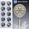 imageHibbent Upgraded 13 Shower Head Combo High Pressure 5 Spray Rainfall Showerhead with 10 Spray Modes Handheld All Metal 3way Diverter Shower Arm 71 Hose and Holder Matte BlackBrushed Nickel