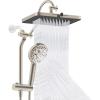 imageHibbent Upgraded 13 Shower Head Combo High Pressure 5 Spray Rainfall Showerhead with 10 Spray Modes Handheld All Metal 3way Diverter Shower Arm 71 Hose and Holder Matte BlackBrushed Nickel